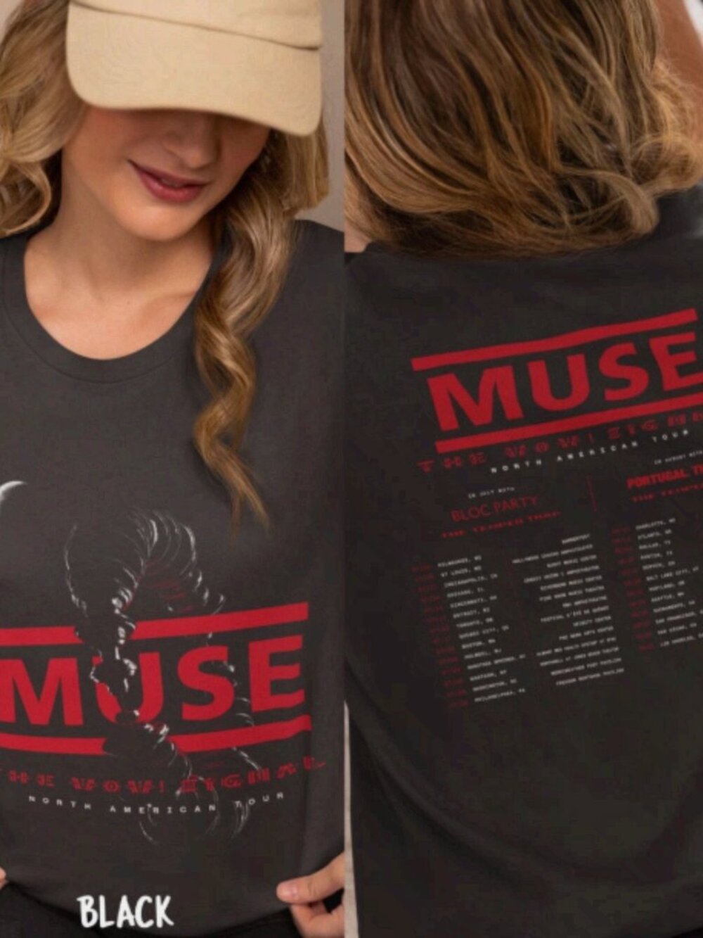 Muse The Wow Signal North American Tour Vintage Graphic Black T-Shirt